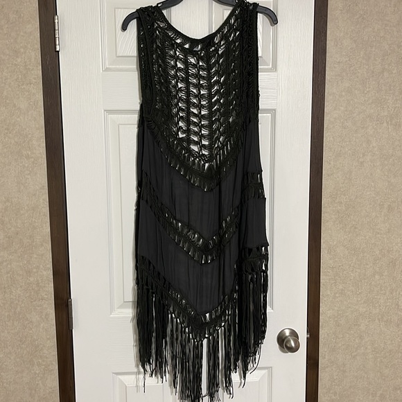 Women’s Gray Fringe Cardigan - Picture 3 of 4